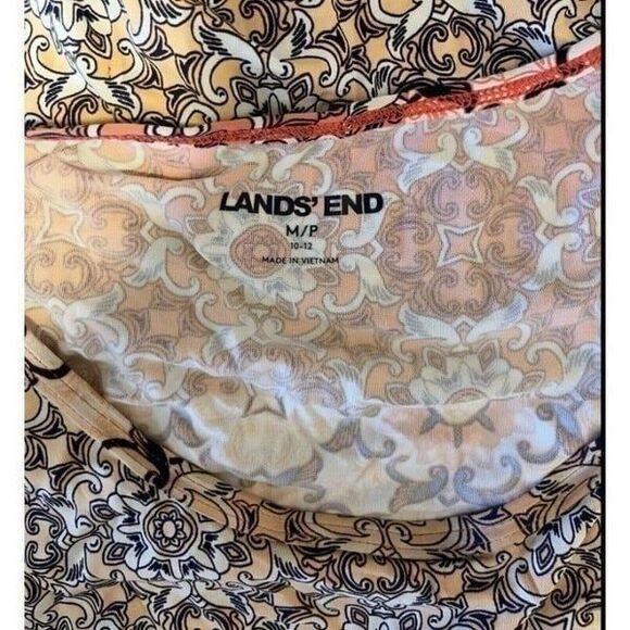 Lands End Womens Top Medium Pullover Long Sleeve Peach Mosaic Boat Neck Casual - Picture 7 of 9